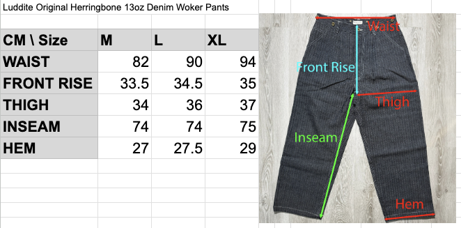 Luddite Original Herringbone 13oz Denim Worker Pant