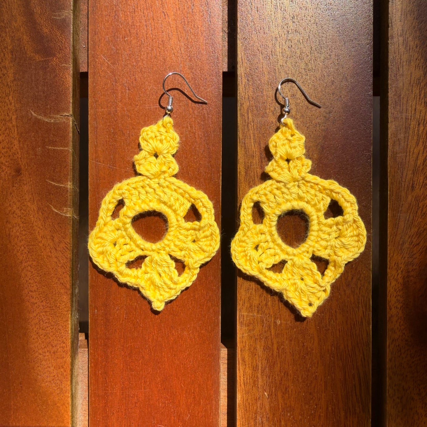 Golden Medallion Handmade Crochet Earrings
