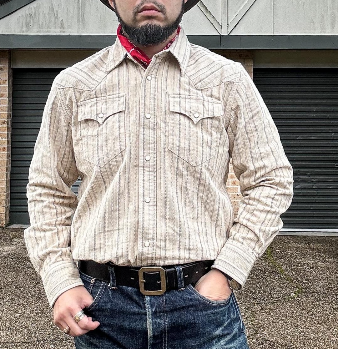 Heavyweight western striped corduroy shirt