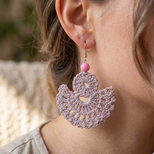 Blushing Petal Crochet Fan Earrings