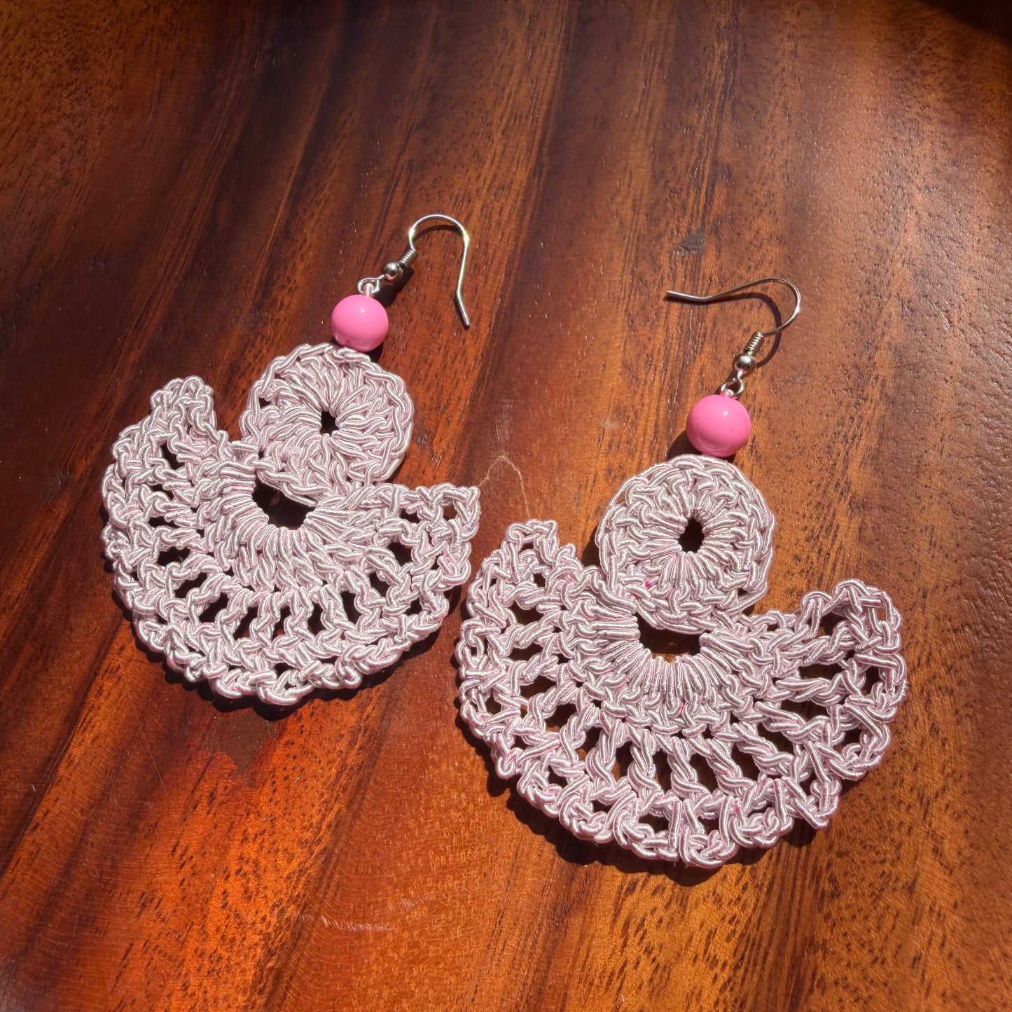 Blushing Petal Crochet Fan Earrings