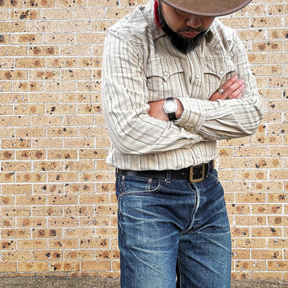 Heavyweight western striped corduroy shirt
