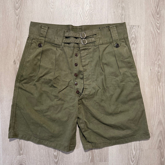 50s WWII Australian Army Jungle Shorts - W34-38 - Olive Drill - 002