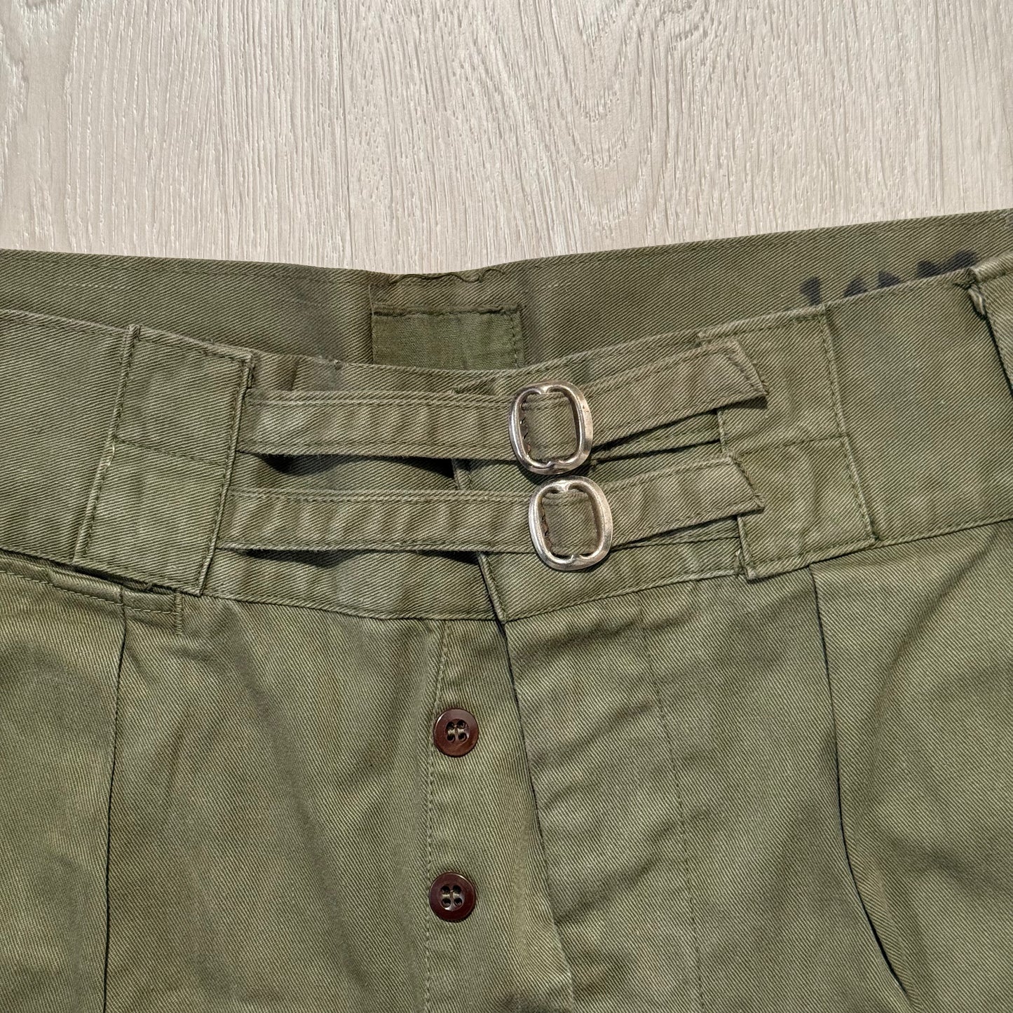 50s WWII Australian Army Jungle Shorts - W34-38 - Olive Drill - 002
