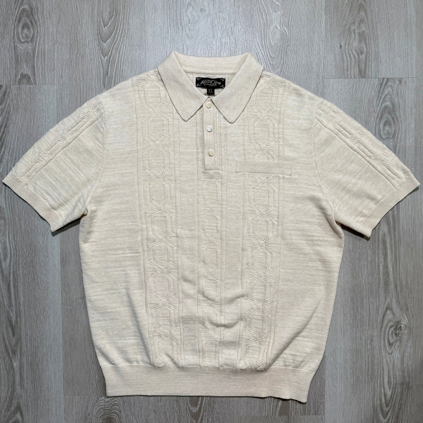 Retro 1960s Jacquard Knit Cotton Polo Shirt