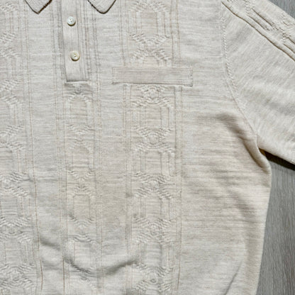 Retro 1960s Jacquard Knit Cotton Polo Shirt