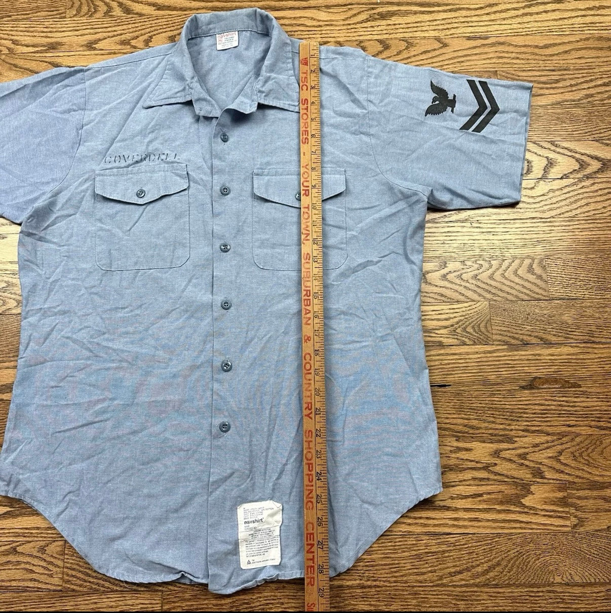 Vintage 70s USN Navshirt Chambray Military Mechanic Shirt