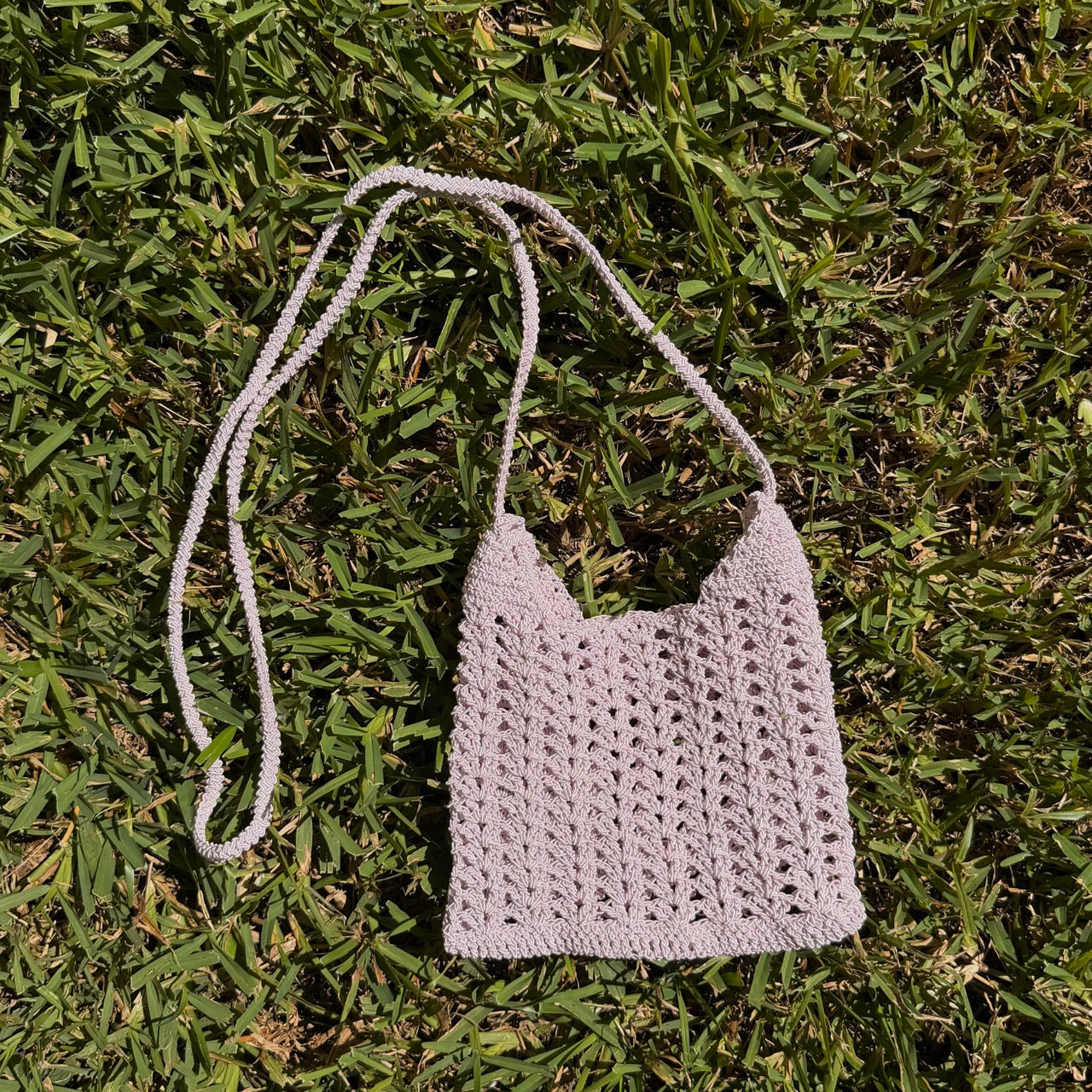 Lavender Mist Shell Stitch Crossbody Bag