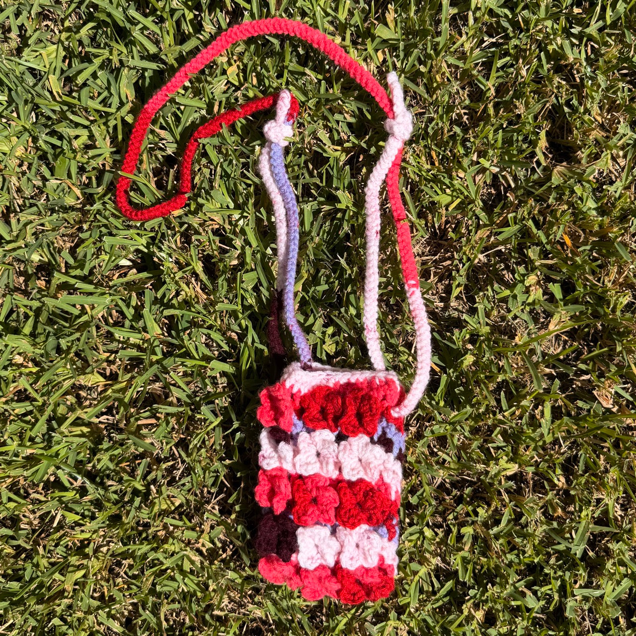 Blossom & Stripe Artisan Crochet Crossbody Bag