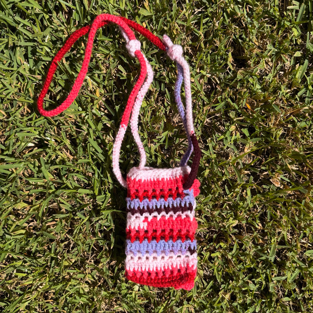 Blossom & Stripe Artisan Crochet Crossbody Bag