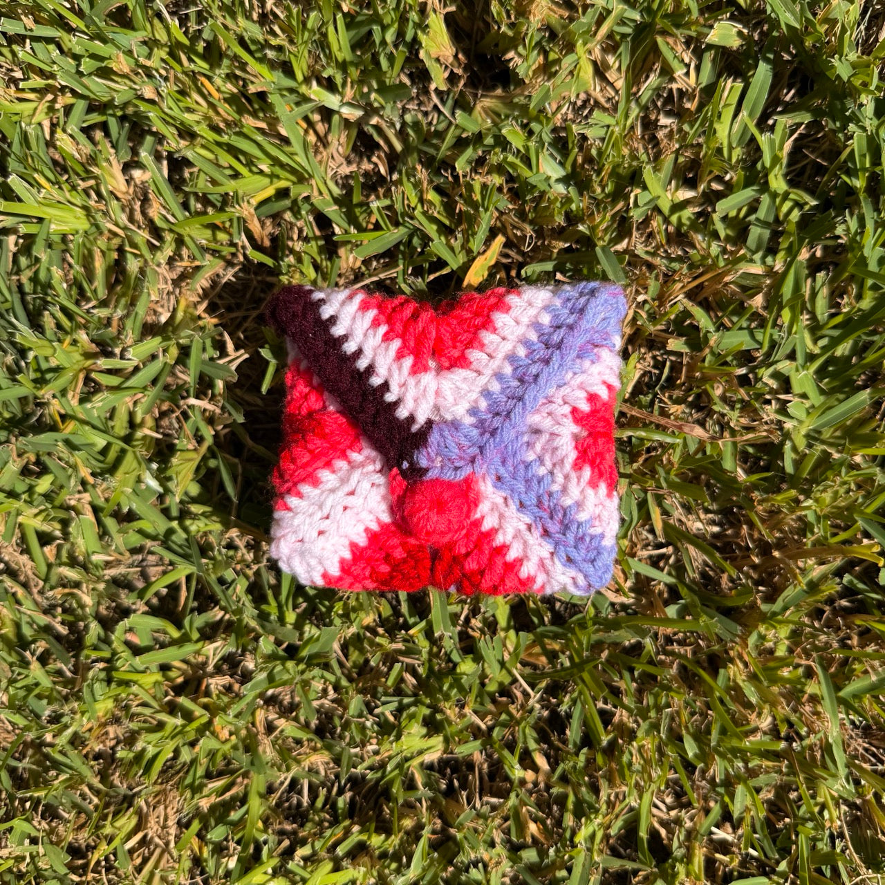 Berry Blossom Granny Square Mini Pouch