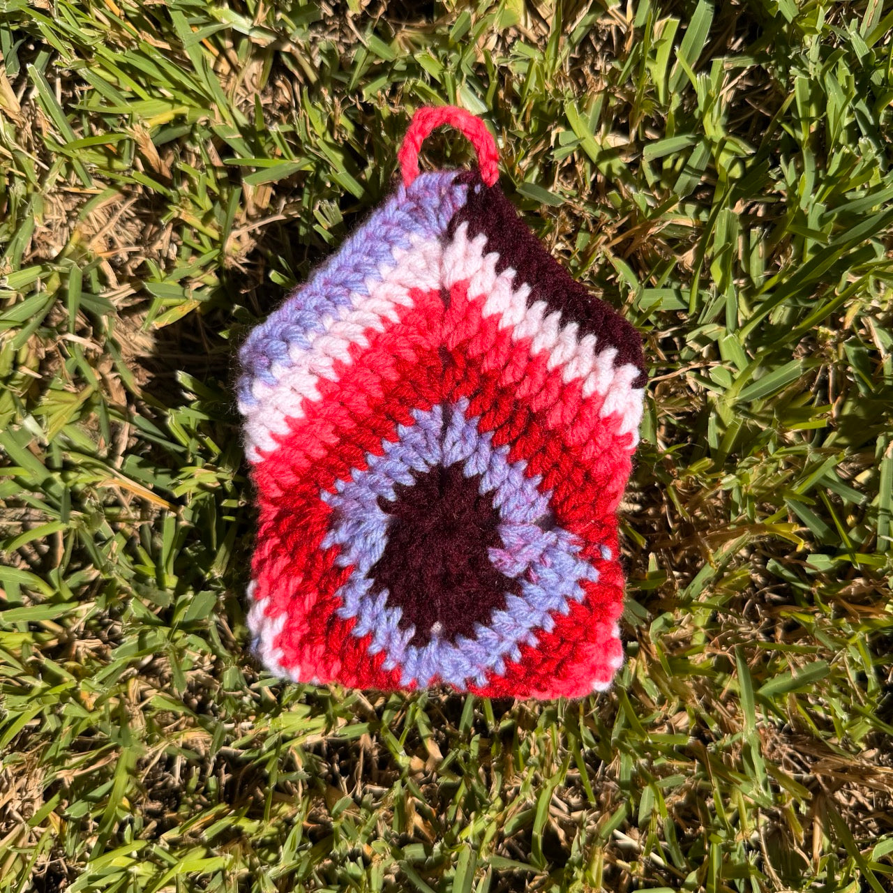 Berry Blossom Granny Square Mini Pouch