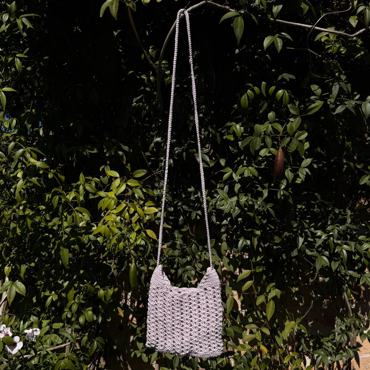 Lavender Mist Shell Stitch Crossbody Bag