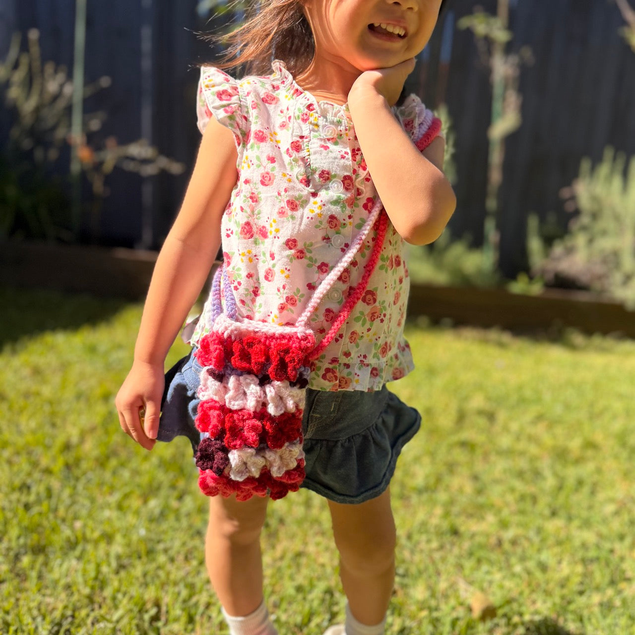 Blossom & Stripe Artisan Crochet Crossbody Bag