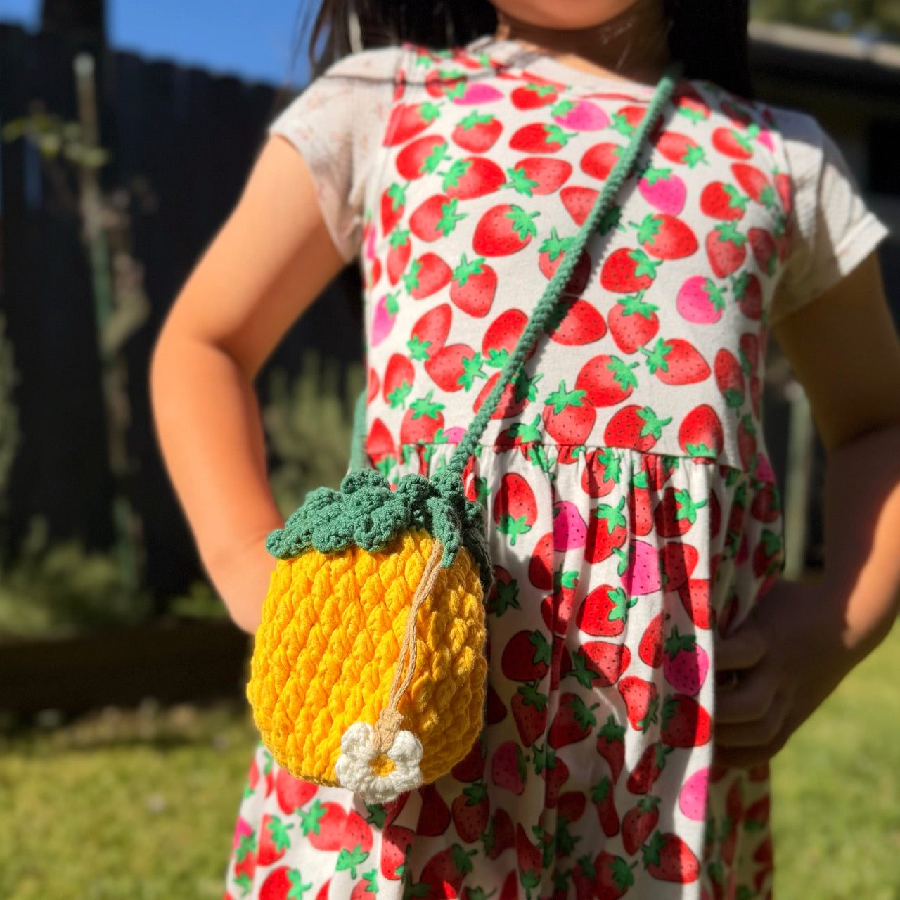 Tropical Pineapple Handmade Crochet Crossbody Mini Bag