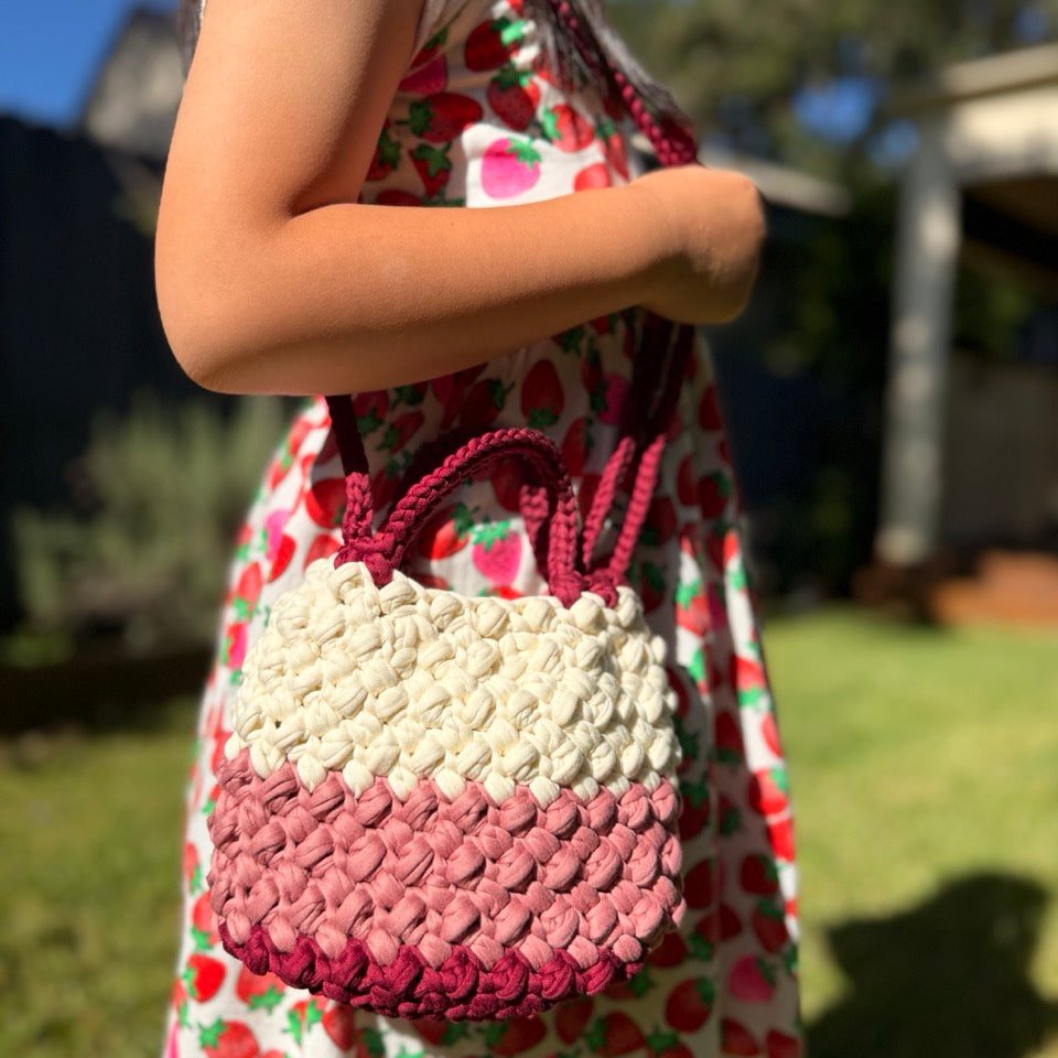 Sweet Berry Ombré Oval Mini Tote | Adjustable 2-Way Shoulder & Crossbody
