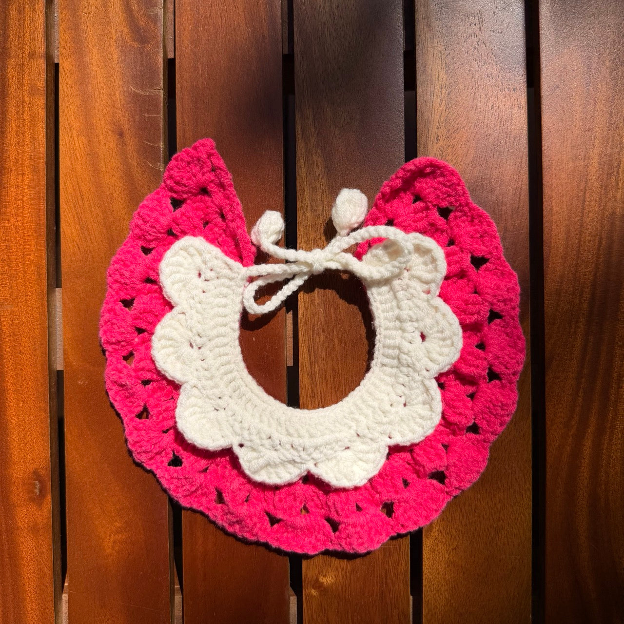 Rosette Ruffles Handmade Crochet Pet Collar, Scarves