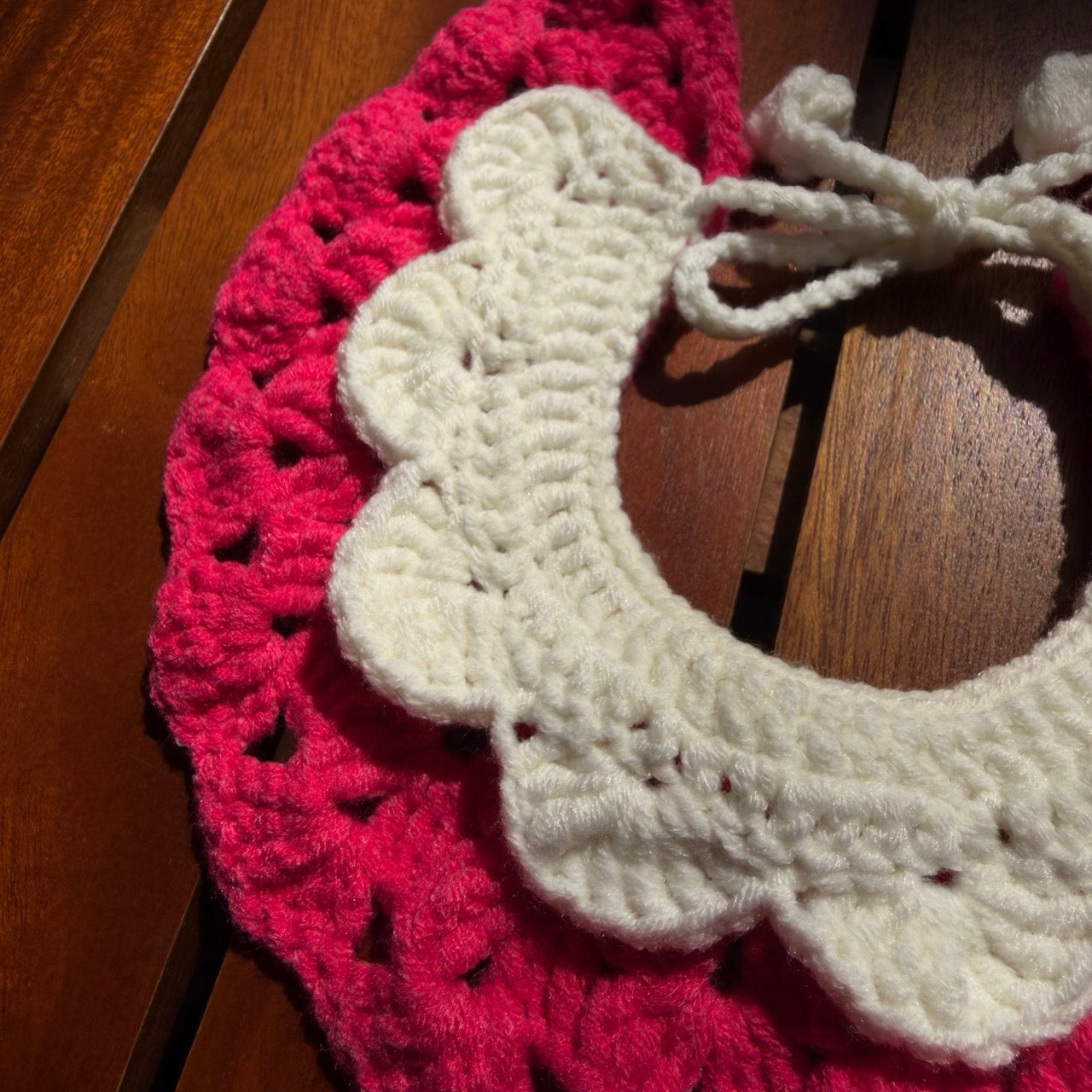 Rosette Ruffles Handmade Crochet Pet Collar, Scarves