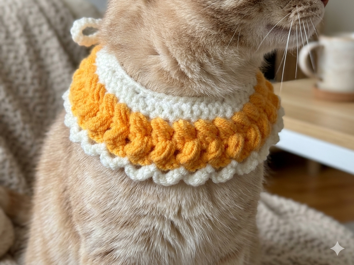 Sunshine Blossom Handmade Crochet Pet Collar