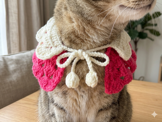 Rosette Ruffles Handmade Crochet Pet Collar, Scarves