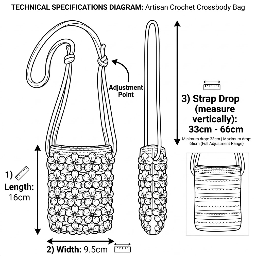 Blossom & Stripe Artisan Crochet Crossbody Bag
