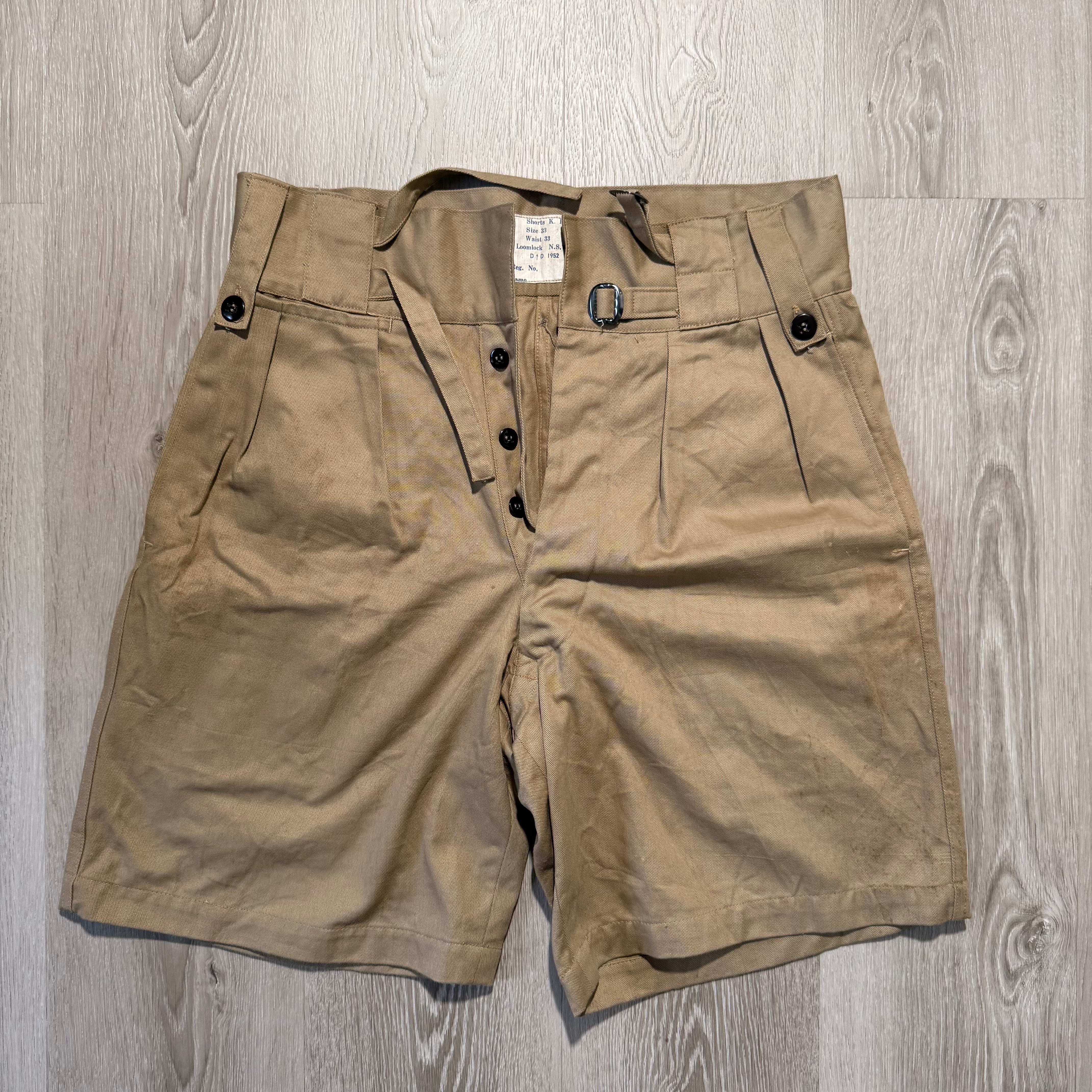 Vintage 50s Australian Army Khaki Short Pant, Gurkha Pant Rare DD Pre-Shrunk - 003 -  W28-33