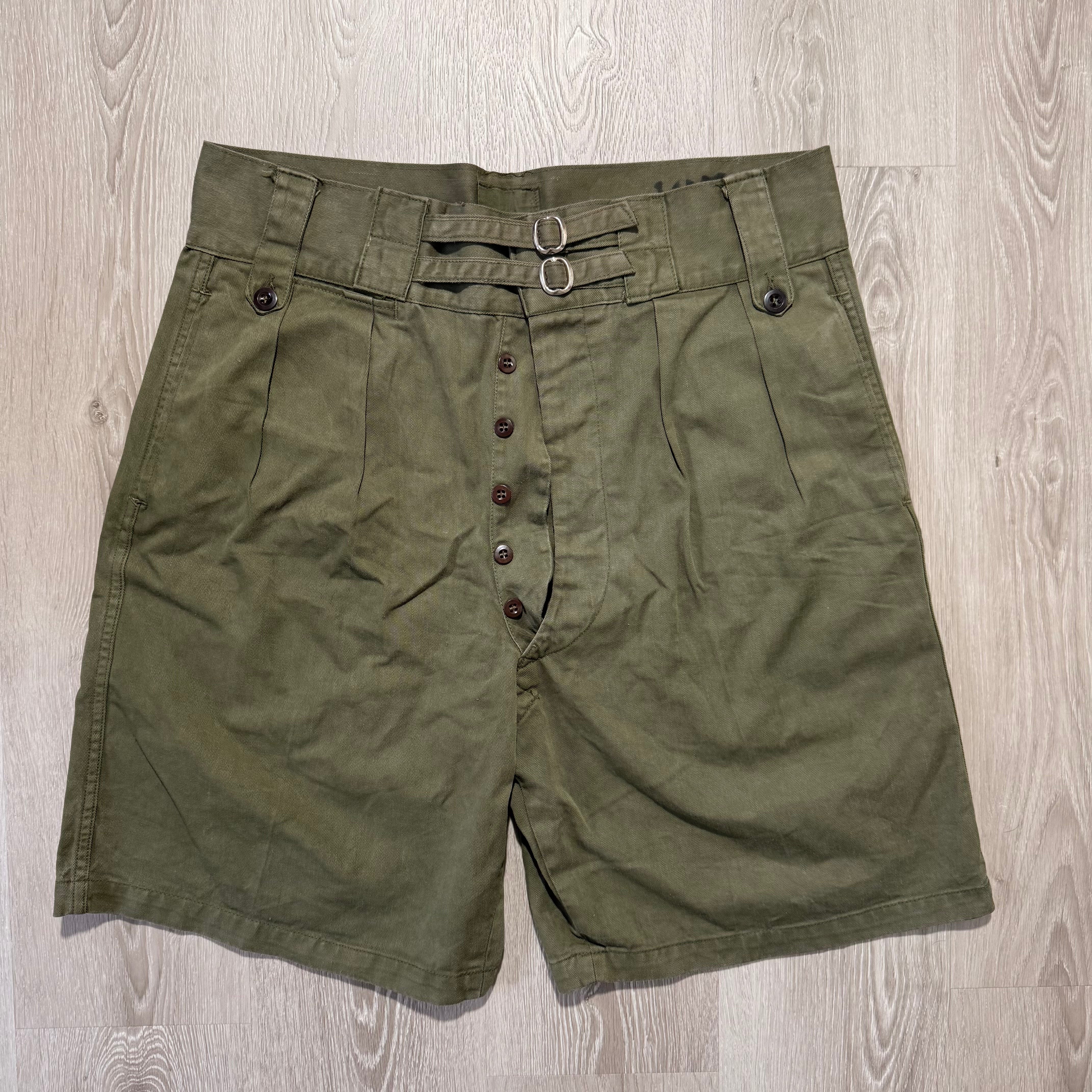 50s WWII Australian Army Jungle Shorts - W34-38 - Olive Drill - 002
