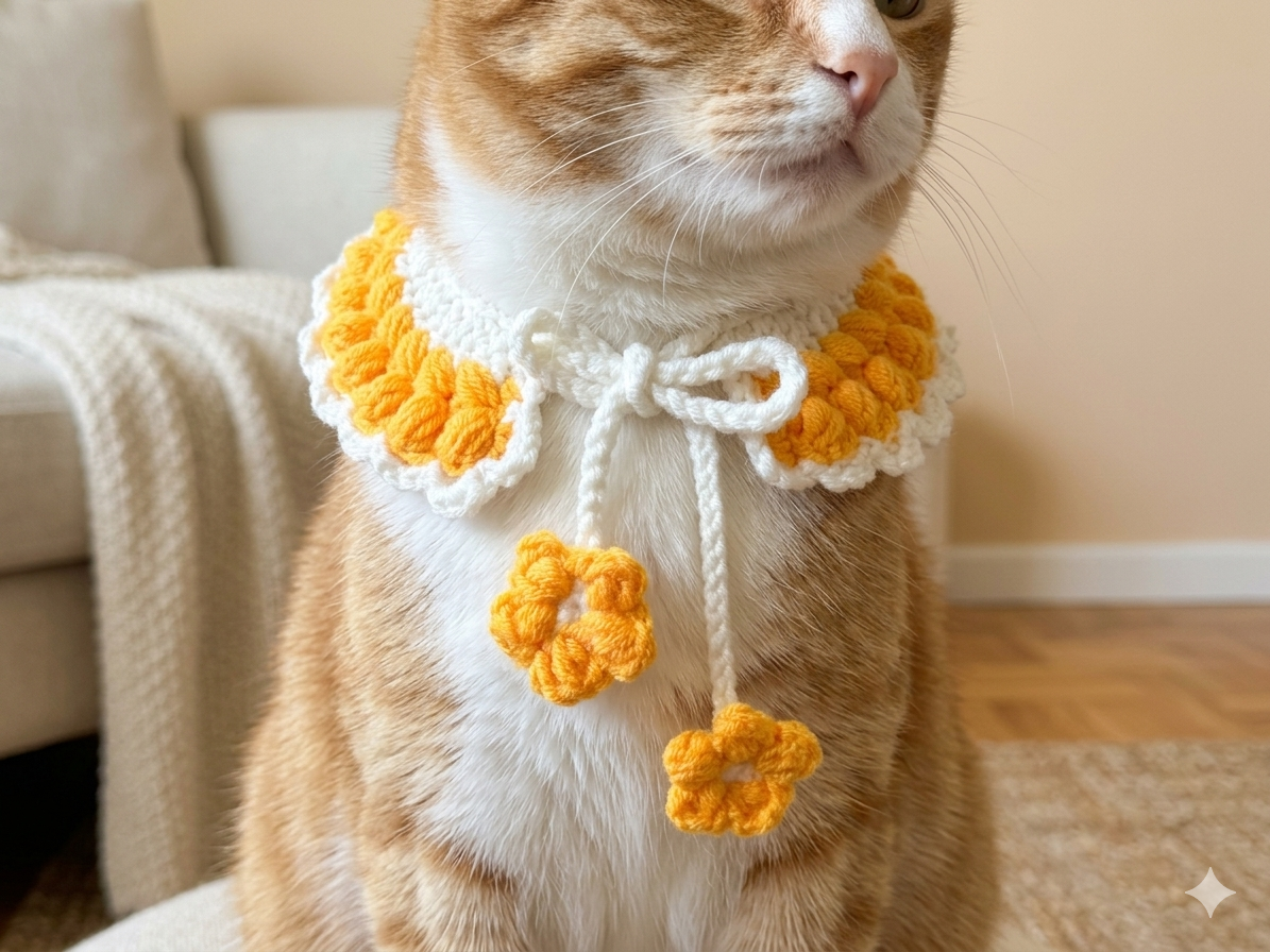 Sunshine Blossom Handmade Crochet Pet Collar
